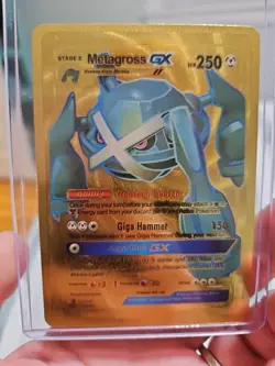 Metagross GX Gold Foil Fan Art Textured Collector Pokemon Card HP250 139/145 - Image 1