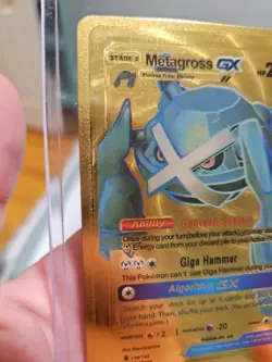 Metagross GX Gold Foil Fan Art Textured Collector Pokemon Card HP250 139/145 - Image 3