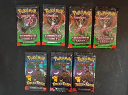 (x4) Pokemon Shrouded Fable Booster packs + (x3) Trick or Trade packs - Image 1