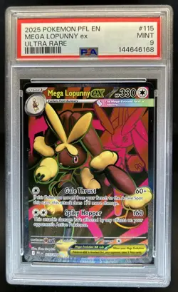 2025 Pokemon Phantasmal Flames Mega Lopunny ex Ultra Rare #115/094 PSA 9 - Image 1