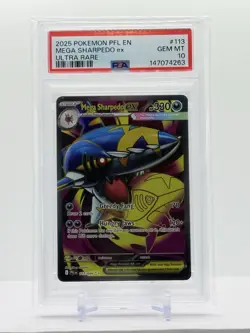 2025 Pokemon MEGA SHARPEDO EX #113/094 Phantasmal Flames Ultra Rare PSA 10 💎 - Image 1