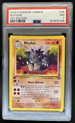 1999 Pokemon Jungle 1st Edition Rhydon #45/64 PSA 7 - Image 1
