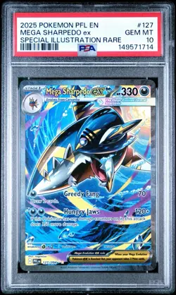 2025 POKEMON PHANTASMAL FLAMES SPECIAL ILLUSTRATION RARE MEGA SHARPEDO EX PSA 10 - Image 1