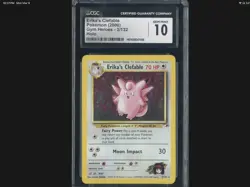 CGC 10 Gem Mint Pristine 2000 Pokemon Gym Heroes #3/132 Erika's Clefable Holo - Image 1