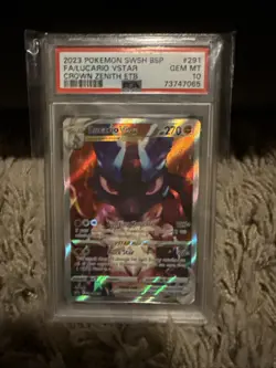 2023 Pokemon SWSH BSP FA/Lucario VSTAR Crown Zenith ETB #291 PSA 10 Gem MT - Image 1
