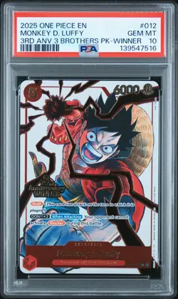 One Piece Monkey D Luffy Alt Art Winner Promo Anniversary Holo PSA 10 Gem Mint - Image 1