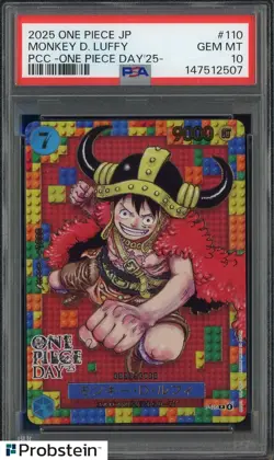 2025 One Piece JPN PCC One Piece Day '25 #110 Monkey D. Luffy PSA 10 GEM MINT - Image 1