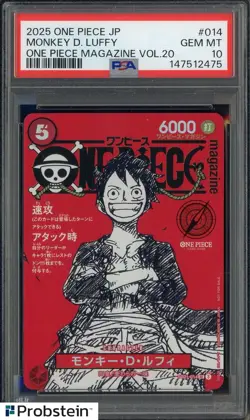 2025 ONE PIECE JPN PROMOS ONE PIECE MAGAZINE VOL.20 #014 MONKEY D. LUFFY PSA 10 - Image 1