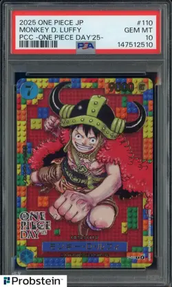 2025 One Piece JPN PCC One Piece Day '25 #110 Monkey D. Luffy PSA 10 GEM MINT - Image 1
