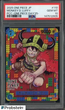 2025 One Piece JPN PCC One Piece Day '25 #110 Monkey D. Luffy PSA 10 GEM MINT - Image 1