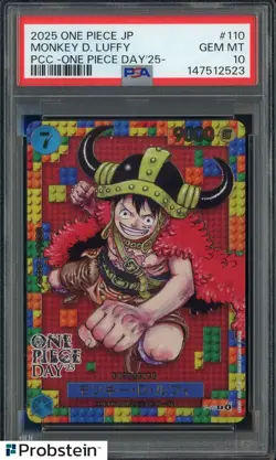 2025 One Piece JPN PCC One Piece Day '25 #110 Monkey D. Luffy PSA 10 GEM MINT - Image 1