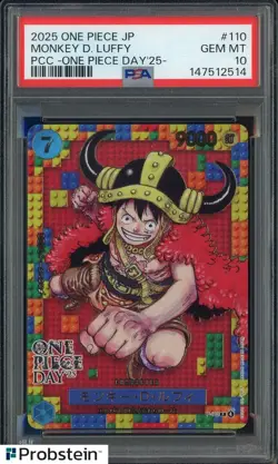 2025 One Piece JPN PCC One Piece Day '25 #110 Monkey D. Luffy PSA 10 GEM MINT - Image 1
