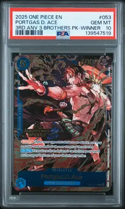 One Piece Portgas D Ace Alt Art Winner Promo Anniversary Holo PSA 10 Gem Mint - Image 1