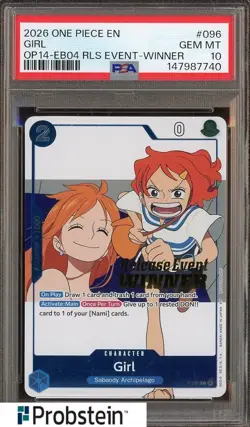 2026 One Piece EN OP14-EB04 RLS Event Winner #096 Girl Nami PSA 10 GEM MINT - Image 1