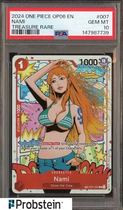2024 One Piece OP06 EN #007 Nami Treasure Rare PSA 10 GEM MINT - Image 1