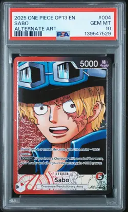 One Piece CCG Sabo Alt Art Leader Anniversary Holo PSA 10 Gem Mint - Image 1