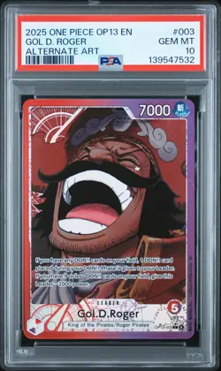 One Piece CCG Gol D Roger Alt Art Leader Anniversary Holo PSA 10 Gem Mint TCG - Image 1