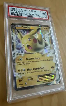 Pikachu EX XY174 Battle Heart Tin Black Star Promo Pokemon Card PSA 9 Mint - Image 4