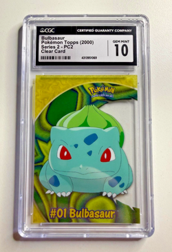 2000 Topps Pokemon TV Animation Series 2 Bulbasaur Clear Card Blue Logo CGC 10 - Image 1