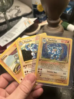 Pokemon TCG Base Set Machop, Machoke, Machamp 1st Edition Cards 1999 Vintage Lot - Image 1