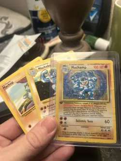 Pokemon TCG Base Set Machop, Machoke, Machamp 1st Edition Cards 1999 Vintage Lot - Image 3