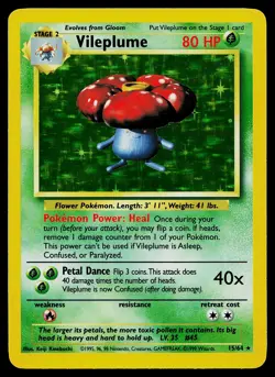 Pokemon Card - Vileplume Jungle NO Set Symbol Error 15/64 Holo Rare - Image 1