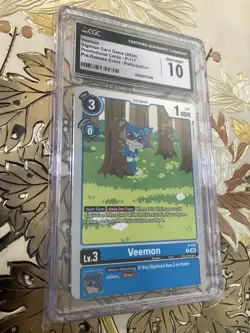CGC 10 Digimon Card Game Veemon P-117 Promo Pre-Release Event - Image 1