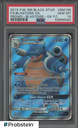 2019 Pokemon SM Black Star Promo Blastoise GX PC #SM189 FA Blastoise GX PSA 10 - Image 1