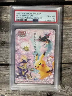 PSA 10 GEM MINT Pokemon Japanese Let's Have Fun! Spring (2020) Pokeka Sticker - Image 1