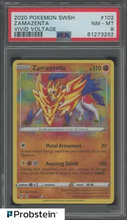 Zamazenta 2020 Pokemon SWSH Vivid Voltage #102/185 PSA 8 NM-MT - Image 1