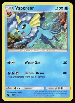 Vaporeon 18/68 Holo Rare Hidden Fates Pokemon Holo Near Mint - Image 1