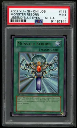 Monster Reborn LOB-118 1st Edition Ultra Rare GLOSSY Yugioh PSA 9 *844 - Image 1