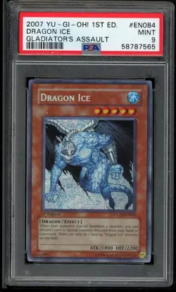 Dragon Ice GLAS-EN084-97 1st Edition Secret Rare Yugioh PSA 9 *565 - Image 1