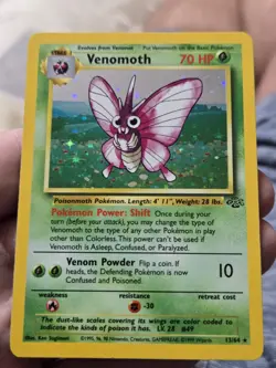 💥 Venomoth Jungle Holo Foil Pokemon 1999 TCG Vintage Rare Card # 13/64 - Image 1