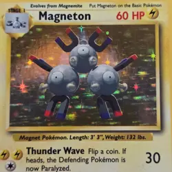 Base Set Unlimited Magneton 9/102 | Holo Rare | Great Centering | Pokemon Card - Image 1