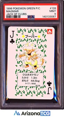 Pokemon 1996 Magmar 126 Jack Of Clubs Green Playing Cards Japanese PSA 9 - Image 1