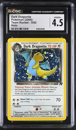 CGC 4.5 Dark Dragonite 5/82 Holo Team Rocket Pokemon Card - Image 1