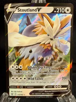 Stoutland V 117/163 Battle Styles Ultra Rare Pokemon Card LP Holo Sword & Shield - Image 1