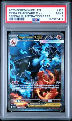 2025 POKEMON PFL EN-PHANTASMAL FLAMES #125 MEGA CHARIZARD X EX PSA 9 - Image 1
