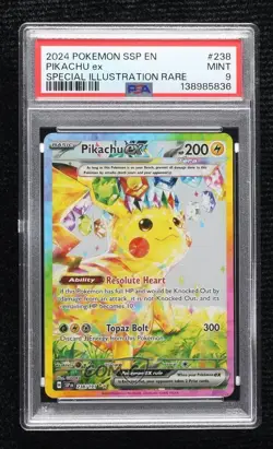 Pikachu ex Special Illustration Rare Pokemon SV08: Surging Sparks PSA 9 MINT - Image 1