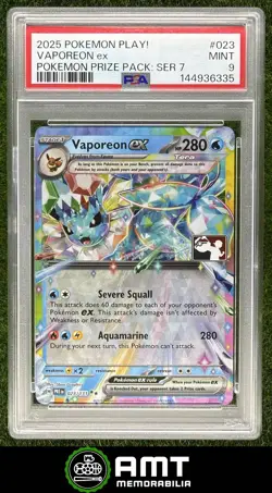 Vaporeon ex PSA 9 2025 Pokemon Play Prize Pack Series 7 Prismatic Evolutions 335 - Image 1