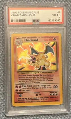 1999 POKEMON GAME BASE #4 CHARIZARD-HOLO PSA 4 - Image 1