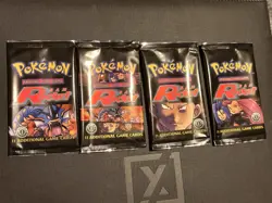 All 4 Pokemon Team Rocket 1st Edition Booster Pack artworks (empty) - Image 1