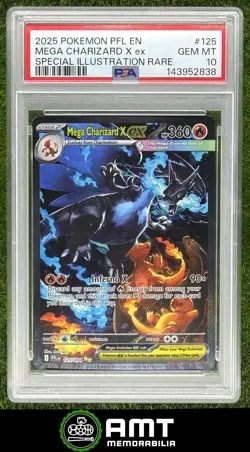 Mega Charizard X ex PSA 10 2025 Pokemon Phantasmal Flames Illustration Rare 2838 - Image 1