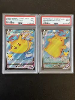 Surfing & Flying Pikachu Vmax 2021 Pokemon Celebrations PSA 9 - Image 1