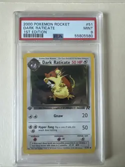Dark Raticate # 51 Pokemon 2000 Rocket 1st Edition PSA 9 - Image 1