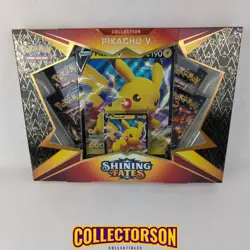 Pokemon TCG Pikachu V Promo Box Collection Shining Fates New Sealed 4 Packs - Image 1