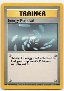 Energy Removal 92/102 Common Base Set Unlimited Pokemon Near Mint - Image 1