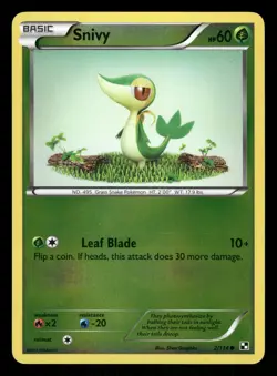 Pokemon Snivy (2) Common Black and White 2/114 LP Reverse Holo - Image 1