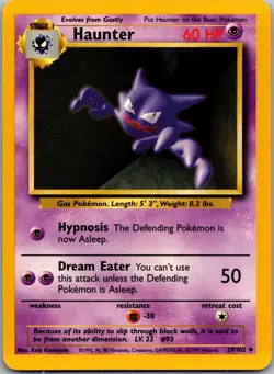 Haunter 29/102 Uncommon Base Set Unlimited Pokemon Lightly Played - Image 1
